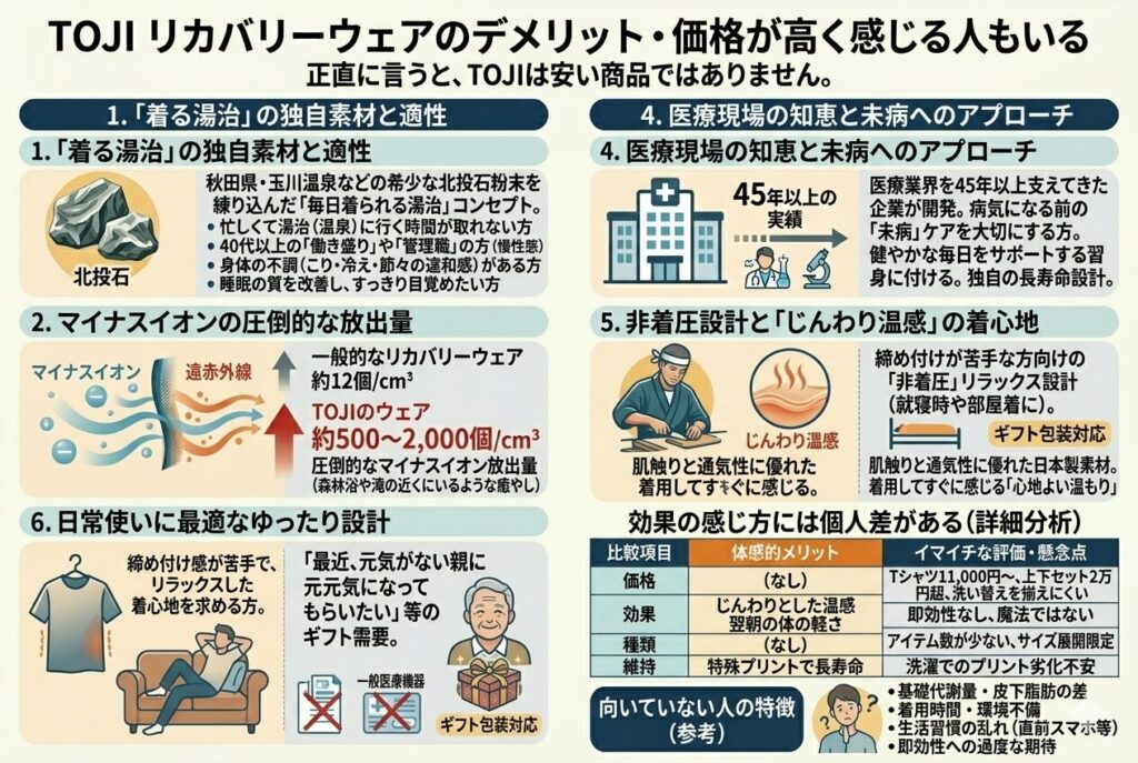 TOJI リカバリーウェアのデメリット・注意点